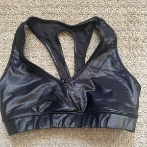 Carbon 38 black shiny sports bra medium